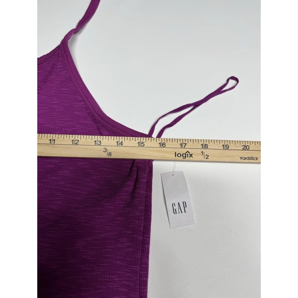Gap  Tie Neck Open Back Halter Tank Top Burnout Ribbed T Shirt Large Purple - Picture 7 of 9